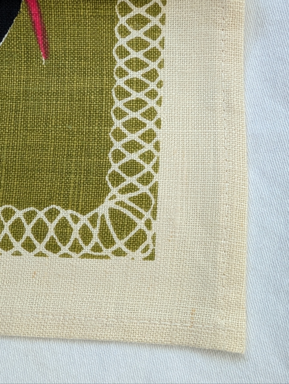 Vintage Prints Charming Vegetable Print Linen Dish Towel in Olive Green and Red - Picture 13 of 16